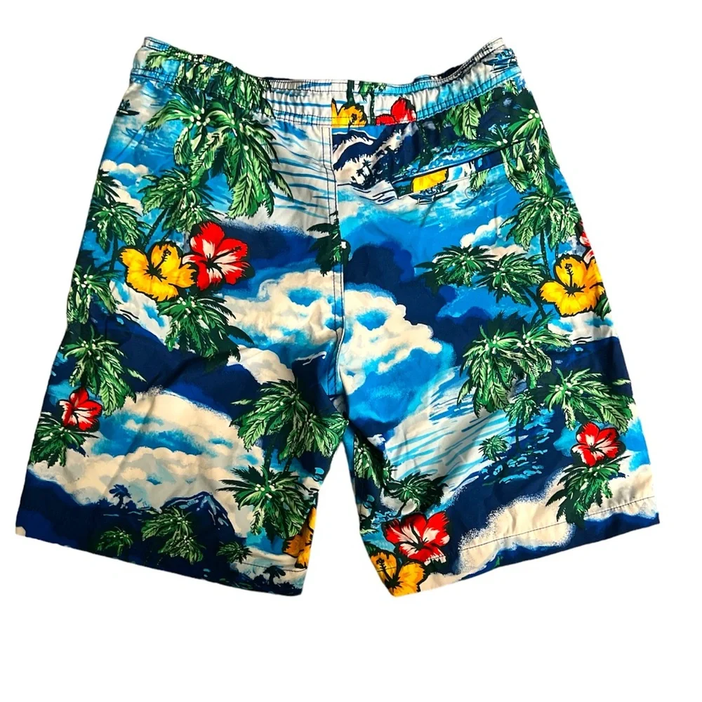 Gap Men’s Tropical Hawaiian Blue Multicolor Board Shorts Swimming Trunks Small